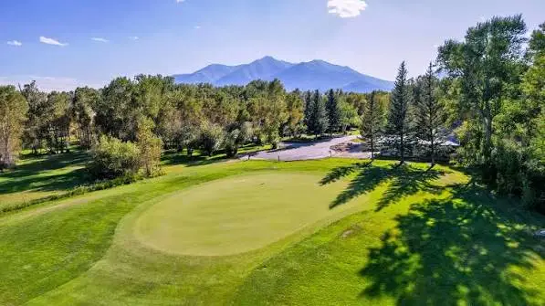 Fairway at Collegiate Peaks Golf Course with the Collegiate Peaks mountain range in the background, Buena Vista, Colorado