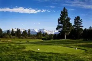 Divide Ranch & Club, a semi-private golf course open to the public in Ridgway, Colorado, with views of the San Juan Mountains and Mount Sneffels
