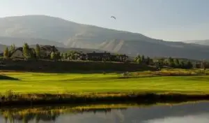 Gypsum Creek Golf Course, a public 18-hole Pete Dye-designed golf course in Gypsum, Colorado, in the Eagle Valley
