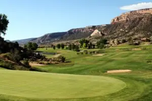 Tiara Rado Golf Course, a public 18-hole golf course in Grand Junction, Colorado, bordered by the Colorado National Monument
