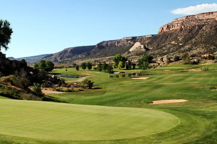 Tiara Rado Golf Course, a public 18-hole golf course in Grand Junction, Colorado, bordered by the Colorado National Monument