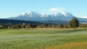 Golf course with Spanish Peaks views at Walsenburg Golf Course in Walsenburg, Colorado